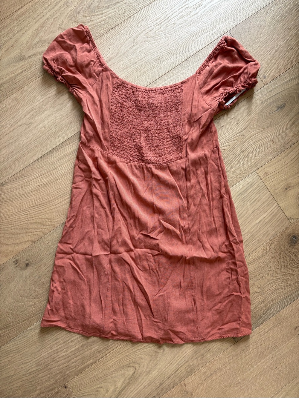 Women's Rust Button-Front Mini Sun Dress - Picture 2 of 4